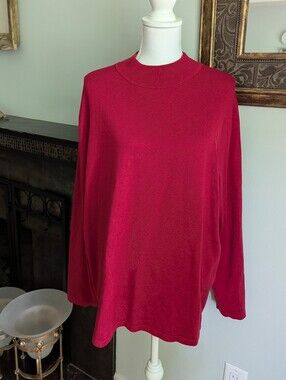 NEW Pendleton Women's 3X Silk Nylon Mock Neck Sweater Red Long Sleeve